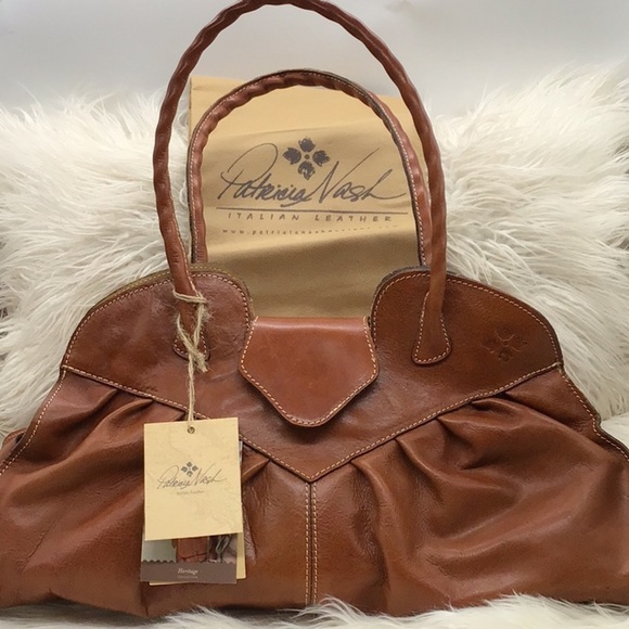 Patricia Nash Handbags - Patricia Nash Heritage Cognac Italian Leather Satchel Shoulder Bag